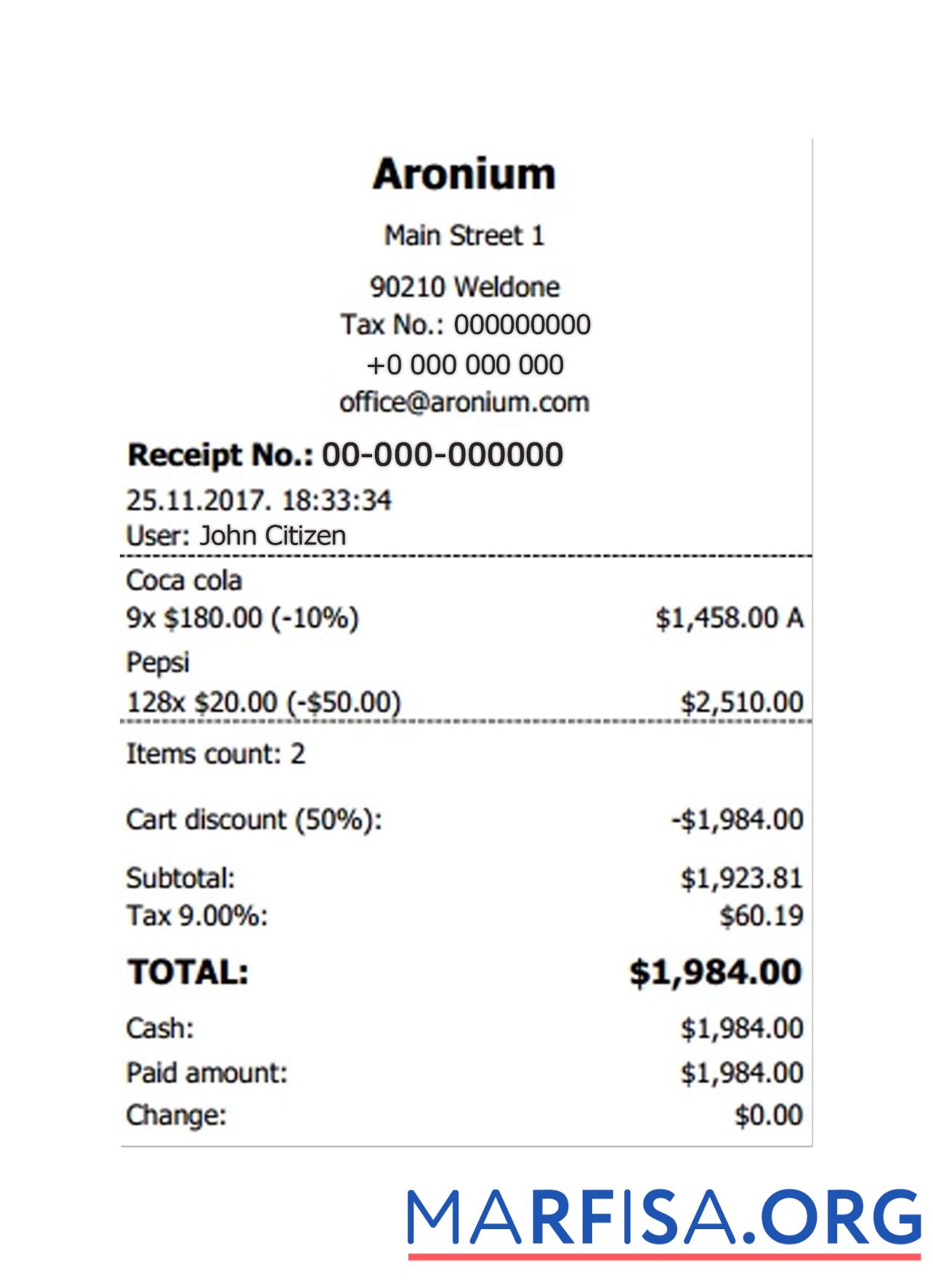 Blank ARONIUM payment check download for verification
